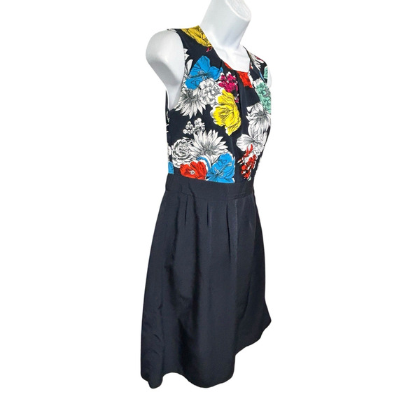 Banana Republic Navy Floral Dress Fit & Flare Sz 2 Lined Sleeveless Knee Length - Picture 5 of 10